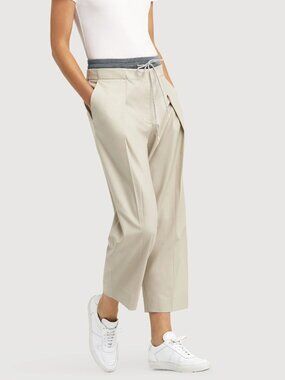 Kit and Ace Barrel Pleated Trousers Wool Cashmere Blend Athleisure Beige size 2